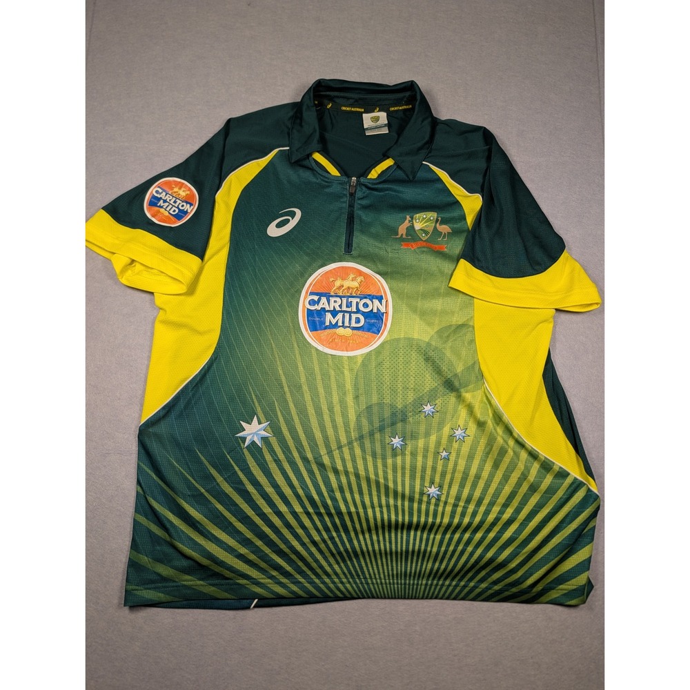 Asics Cricket Australia Jersey Mens XXL Green Vintage Carlton Mid Excellent
